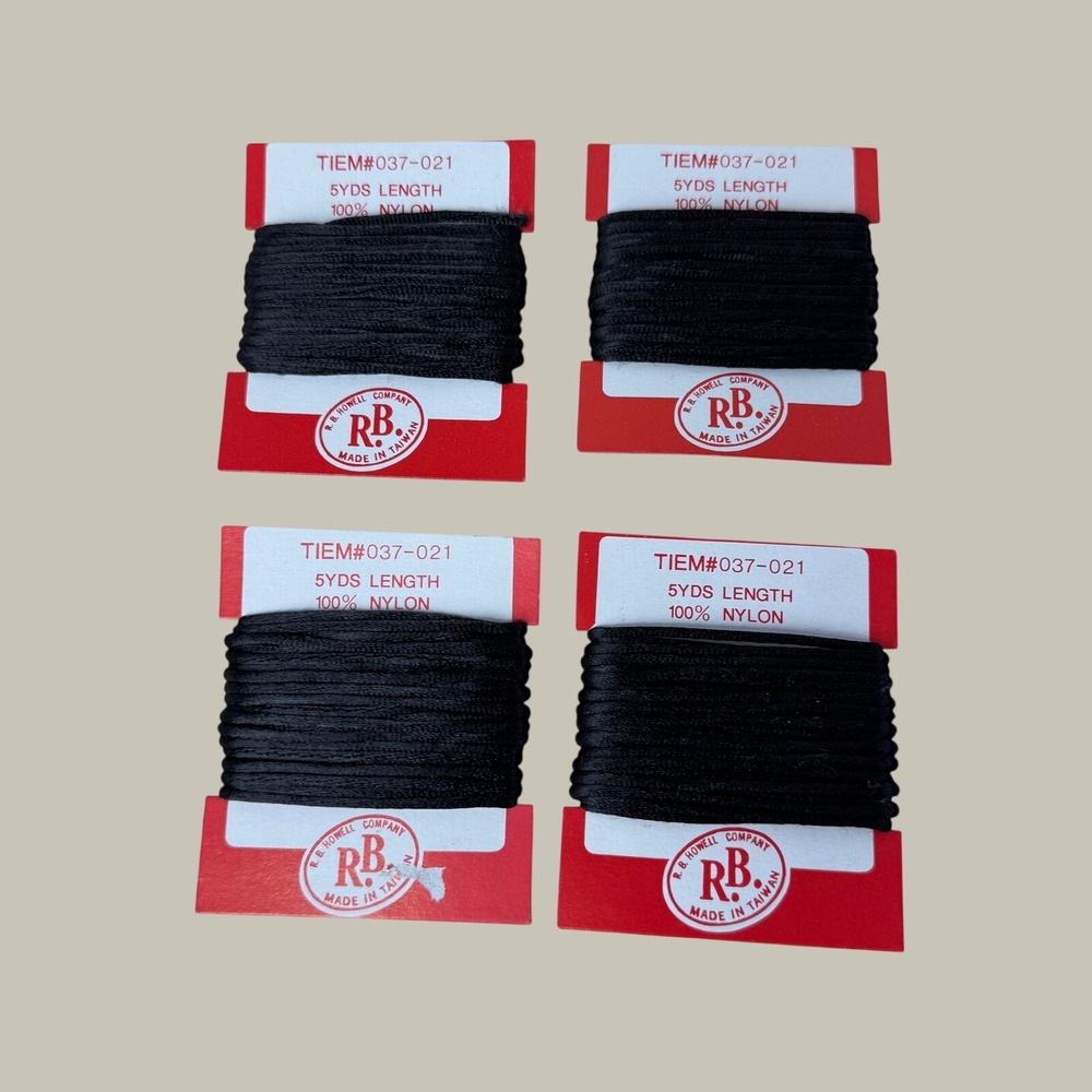 RB Howell Black Nylon Cord 5 Yards Each LOT OF 4 TIEM#037-021 Total 20 Yds Craft